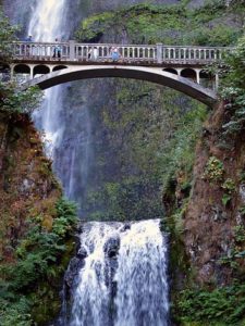 Bridge over a waterfall on the columbia river oregon